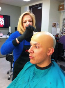 Deborah Applying and Coloring Bald Cap
